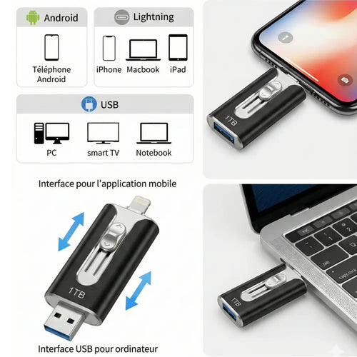NovaUSB™ - 1000 Go (1 To) + Adaptateur