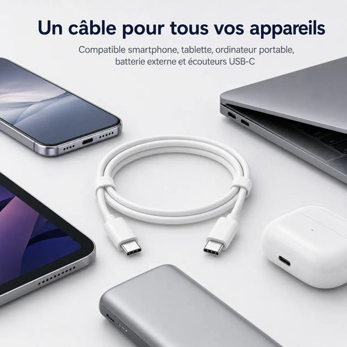Câble de charge rapide USB-C vers USB-C