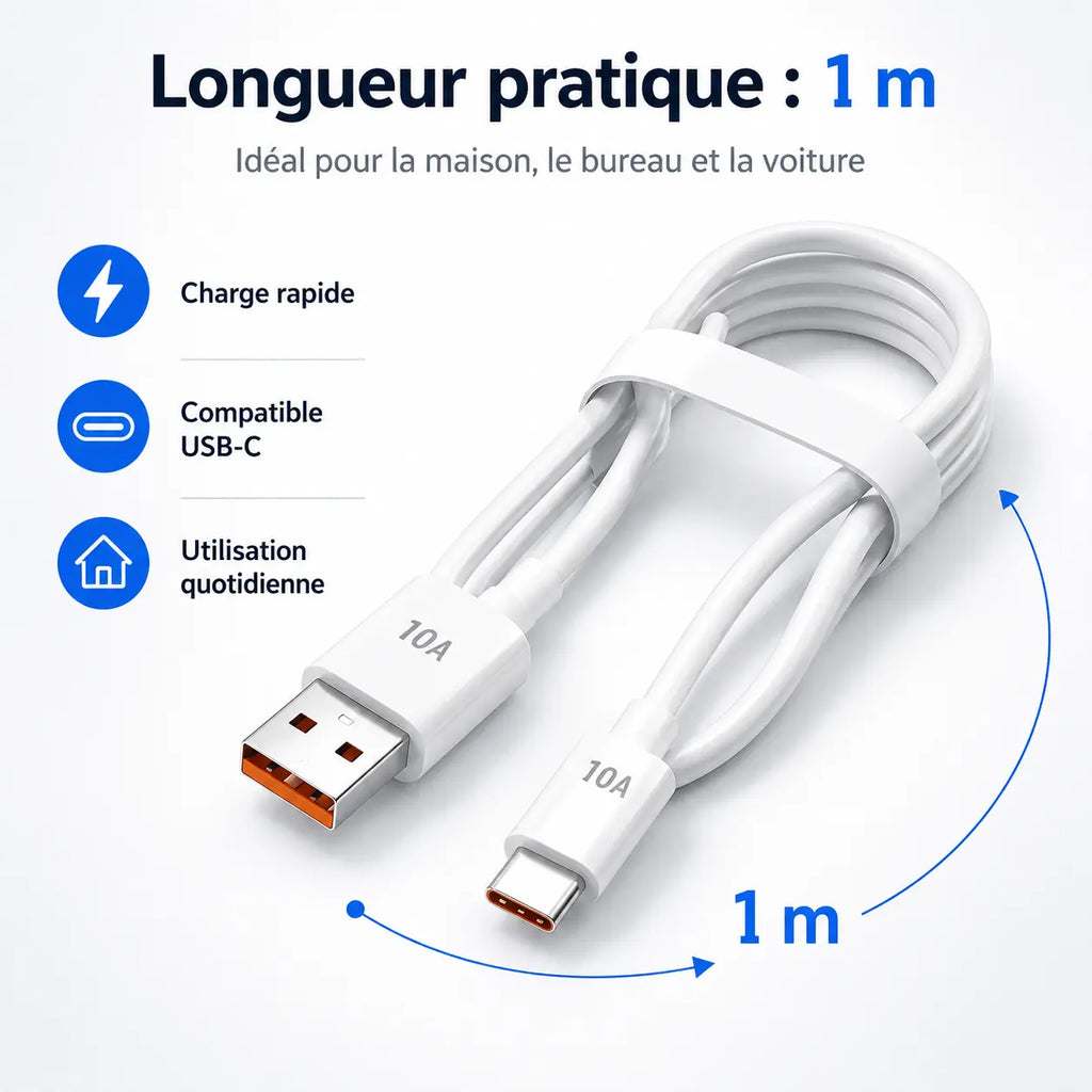 Câble de charge rapide USB vers USB-C
